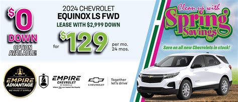 Empire chevrolet of hicksville - Save. New 2024 Chevrolet Trax FWD 4dr LS. MSRP $21,495; See Important Disclosures Here Empire Savings is available to everyone. All vehicles are subject to prior sale. Price does not include applicable sales tax, title, license, $175 NYS doc fee & DMV. 